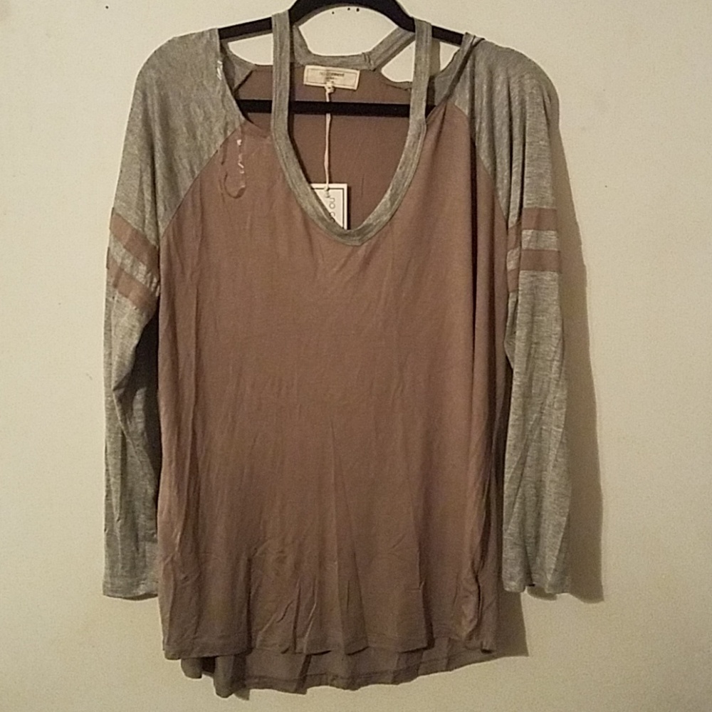 No Comment Long Sleeve Cold Shoulder Top